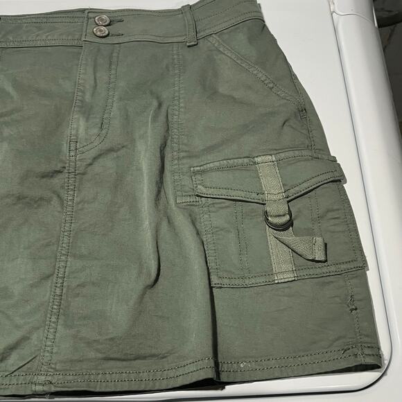 Olive Green Cargo Mini Skirt Utility Gorpcore Grunge Y2K 90s Size 11 / 30W SO - Picture 4 of 10